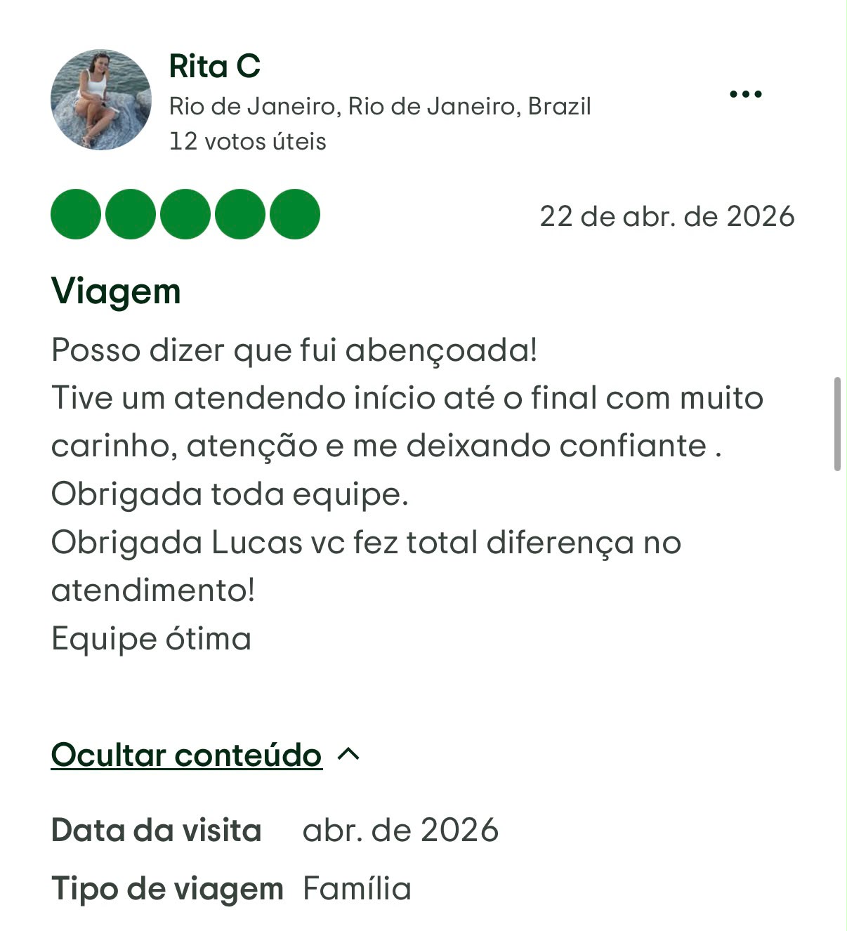 Avaliação de cliente da Transfer Gramado RS
