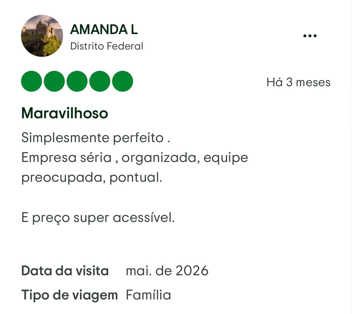 Avaliação de cliente da Transfer Gramado RS