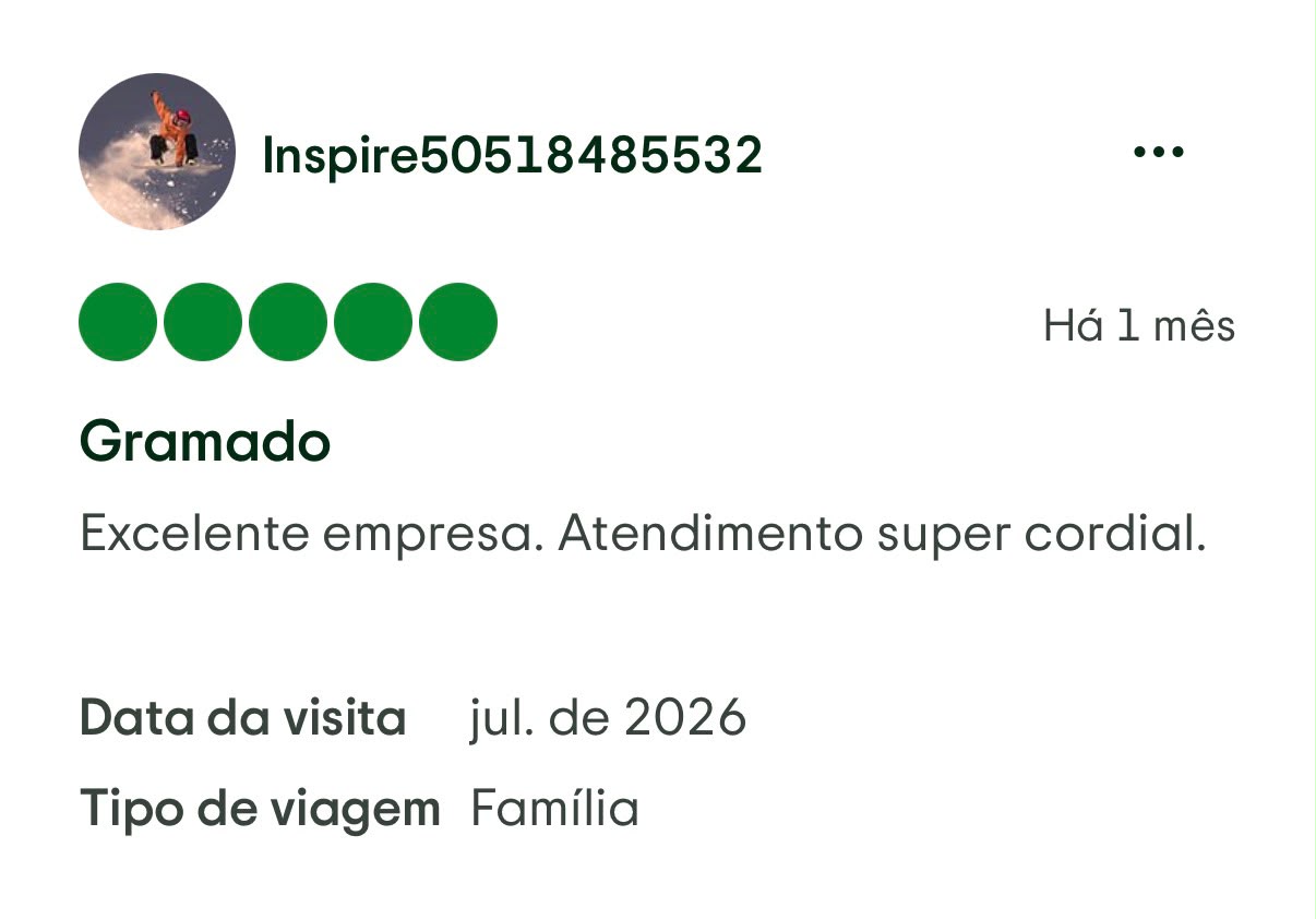 Avaliação de cliente da Transfer Gramado RS